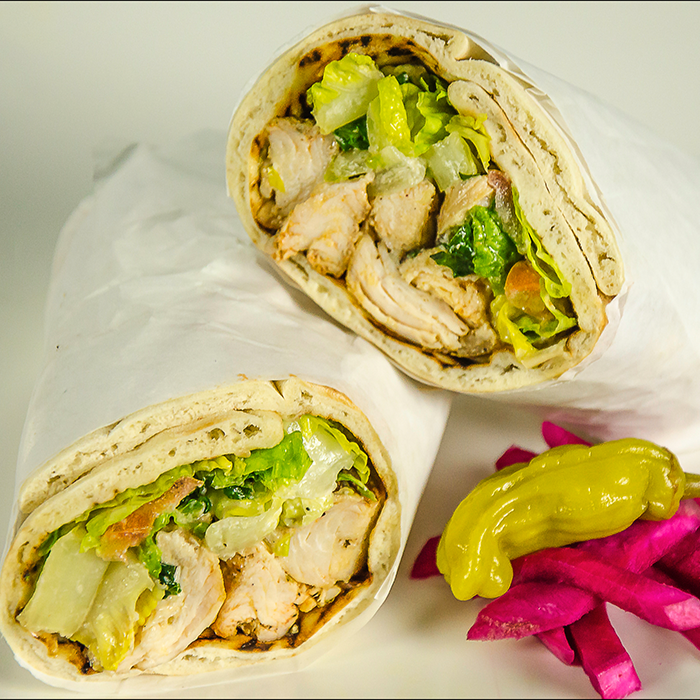 Chicken kabob wrap in Los Angeles. Chicken kabob sandwiches in Los Angeles.